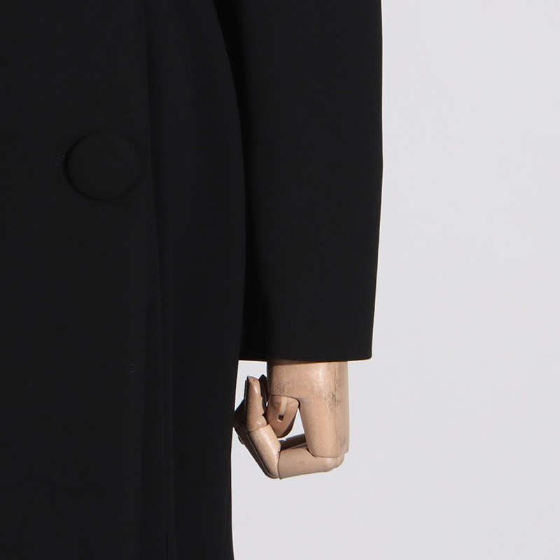 Polo Collar Waist Seal Tight Waist Heavy Work Long Sleeve Double Breasted Trench Coat - Image 9