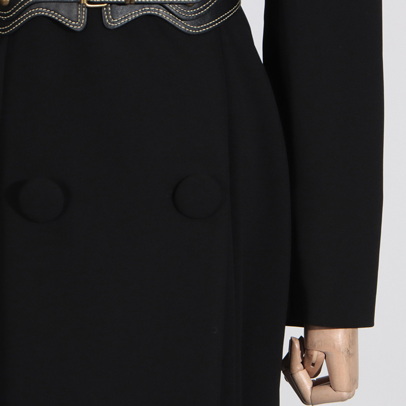 Polo Collar Waist Seal Tight Waist Heavy Work Long Sleeve Double Breasted Trench Coat - Image 8