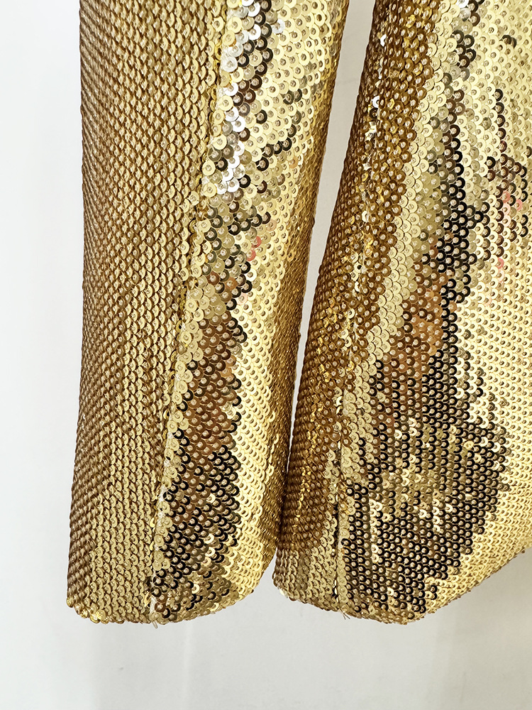 Star Fashionable Golden Sequined Blazer Trousers Two Piece Sets - Image 6