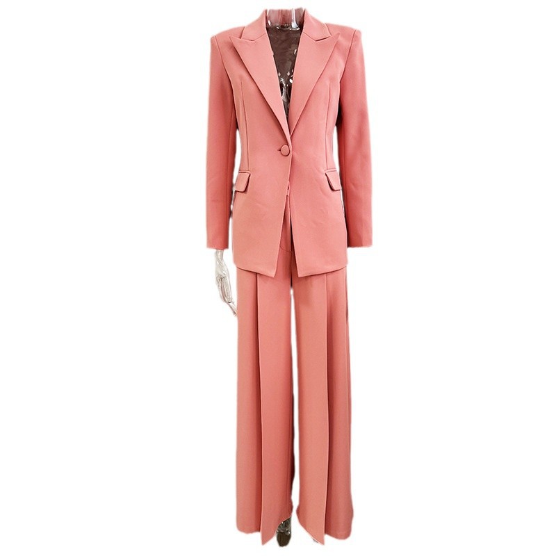 Spring Embroidery Hollow Out Cutout out Heavy Embroidery Blazer Straight Leg Trousers Set - Image 2