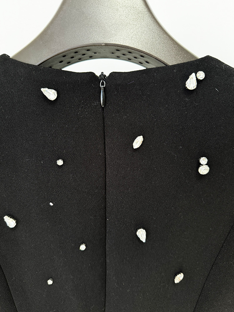 Elegant Heavy Industry Beads Diamond Long Sleeve Formal Dress - Image 7