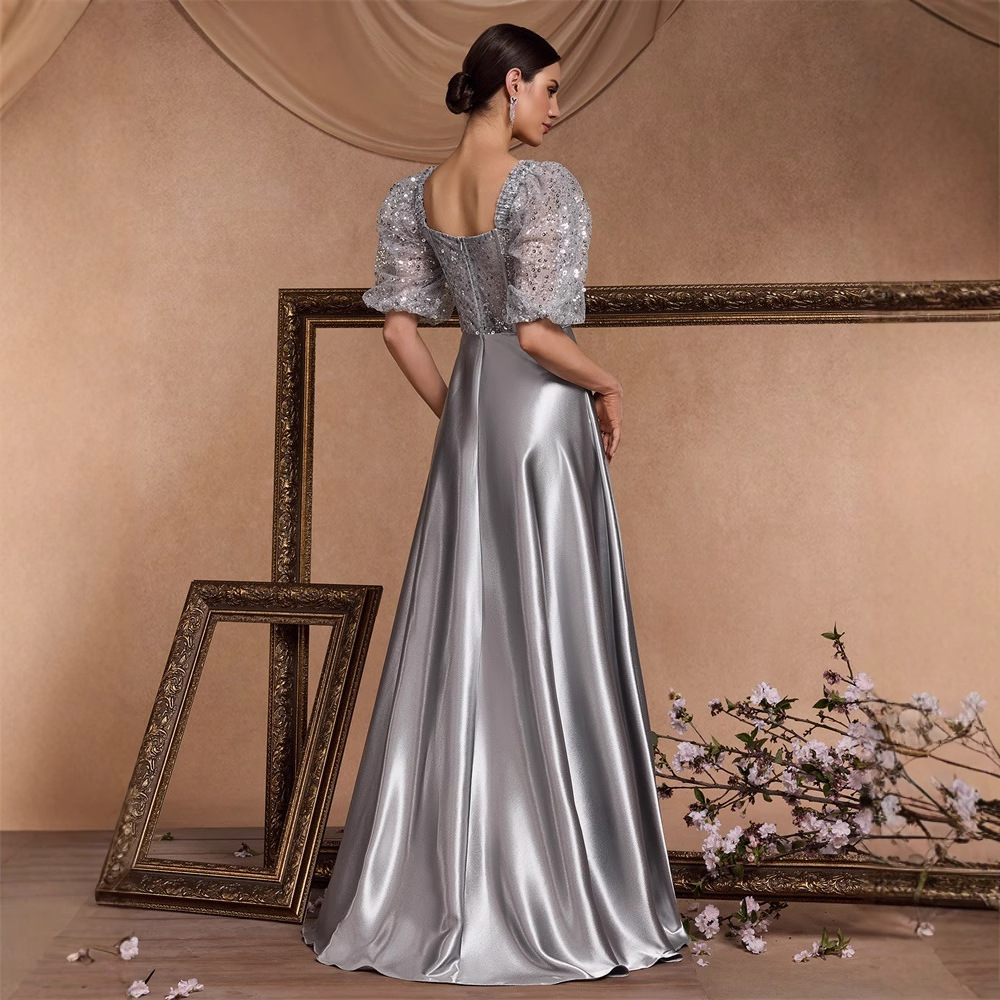 Elegant U Neck Short Sleeve Boning Corset Fit Sequin Stitching Gorgeous Cocktail Party Formal Dinner Dress - Image 2