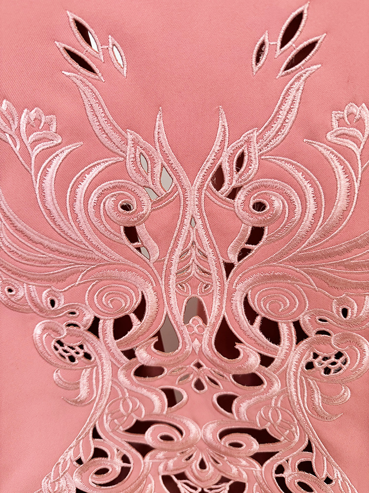Spring Embroidery Hollow Out Cutout out Heavy Embroidery Blazer Straight Leg Trousers Set - Image 8