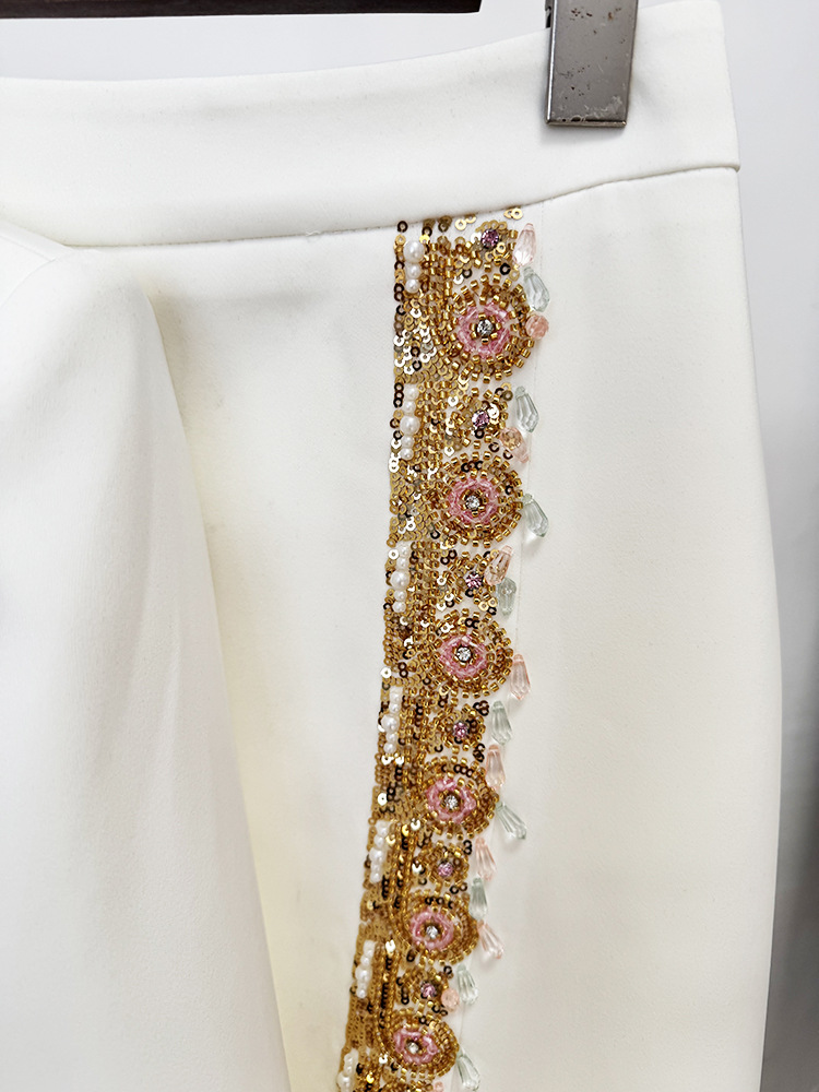 Heavy Embroidery Sequin Bead Short Top Skirt Set Two Piece Set - Image 7