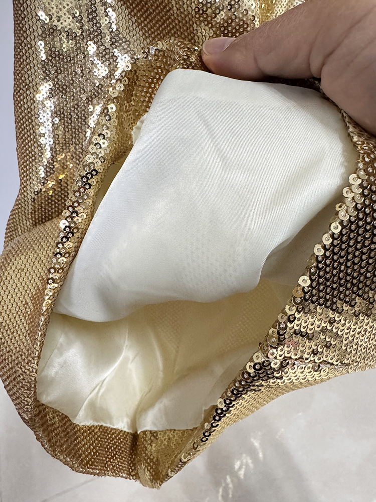 Star Fashionable Golden Sequined Blazer Trousers Two Piece Sets - Image 5