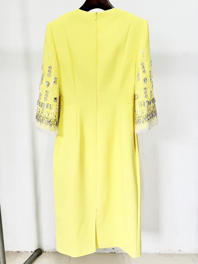 Star Heavy Industry Beads Diamond Embedded Mid Length Dress - Image 9