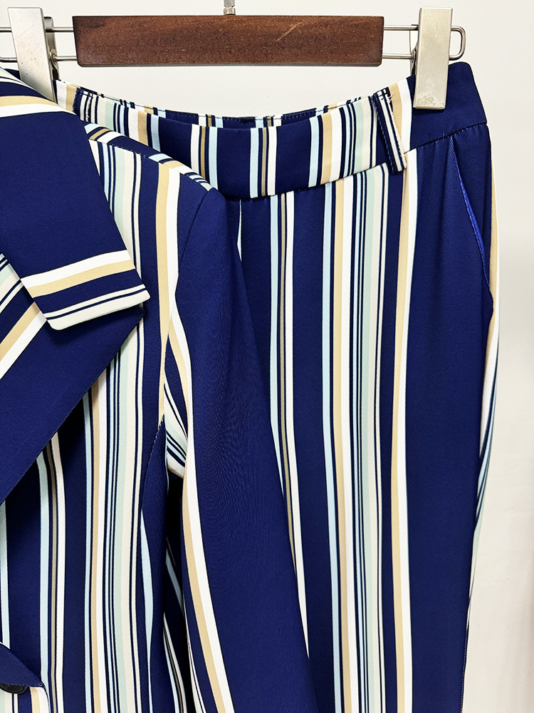 Women Striped Blazer Flared Pants Two Piece Sets - Image 8