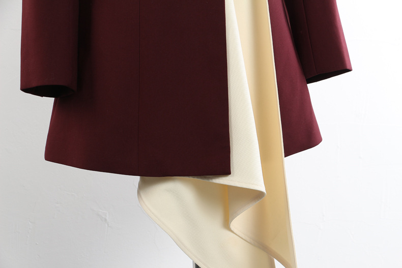 Irregular Asymmetric Stitching Faux Two Piece Hooded Mid Length Blazer Top - Image 7