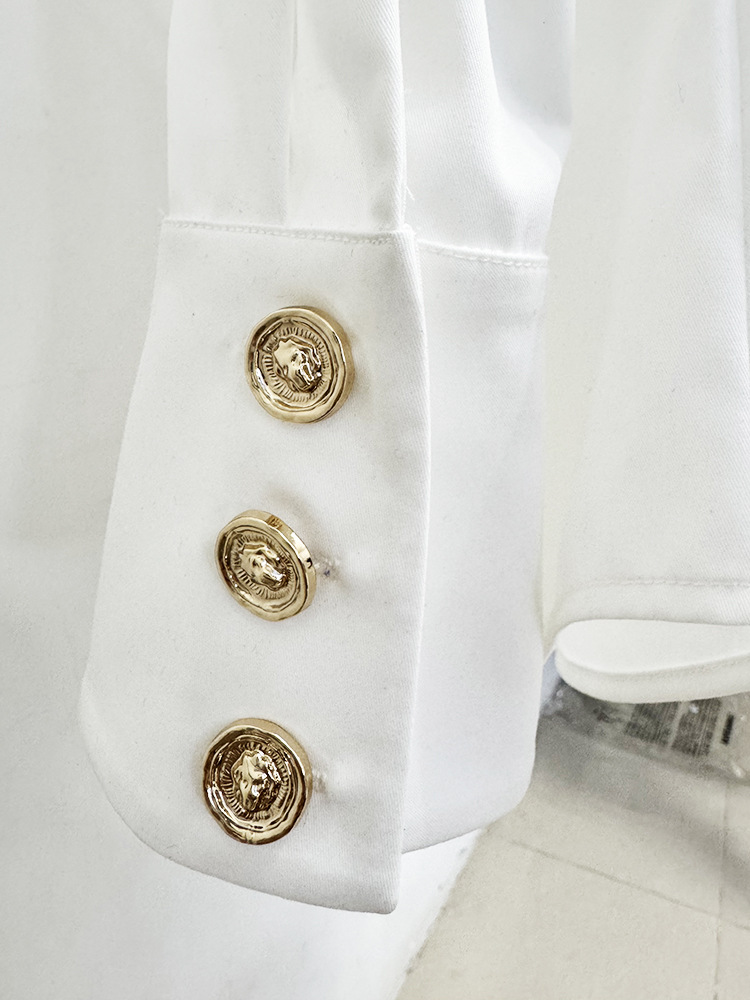 Slim Ruffle Ruffle All Match White Long Sleeve Shirt - Image 7