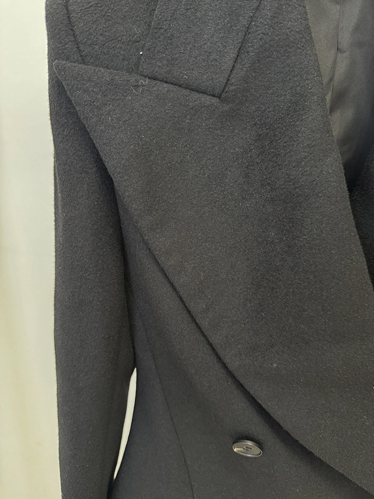 Early Autumn Double Breasted Simple Slim Fit Large Collared Woolen Jacket Coat - Image 6