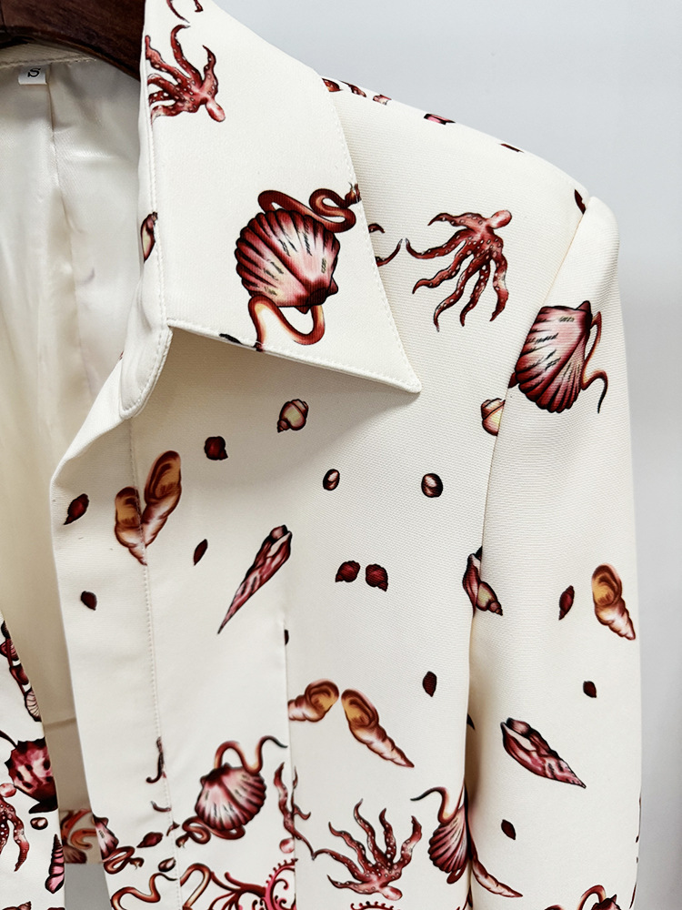 Early Spring Underwater World Printed Camisole Short Coat Trousers Three-Piece Sets - Image 9