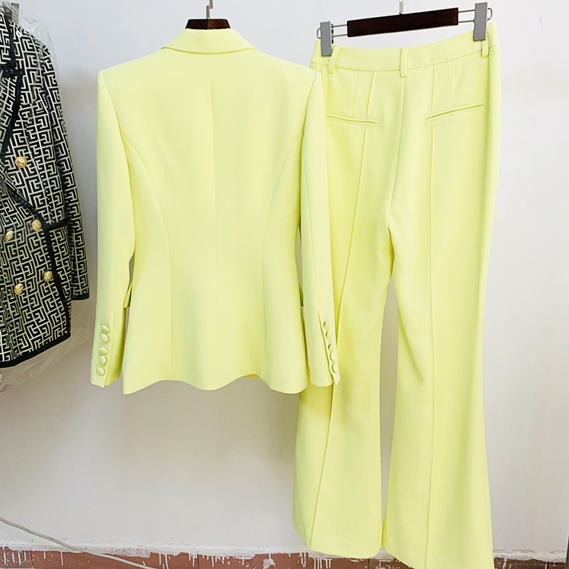 Business Wear One Button Cloth Cover Mid Length Bell Bottom Pants Two Piece Set - Image 3