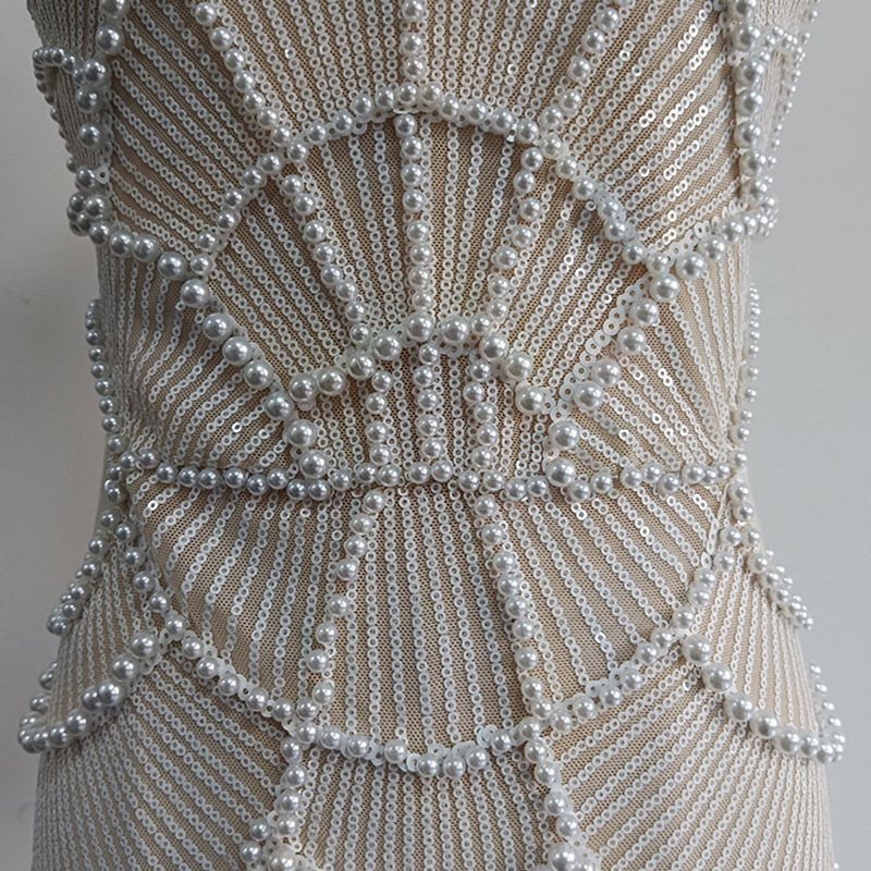 Light Luxury High Grade Beaded Sequ Cropped Outfit Hip Spaghetti Straps Dress - Image 6