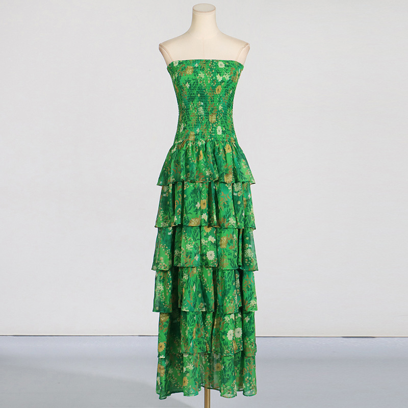 Outdoor Tube Top Dress Flounced Summer French High Sense Chiffon Dress - Image 2