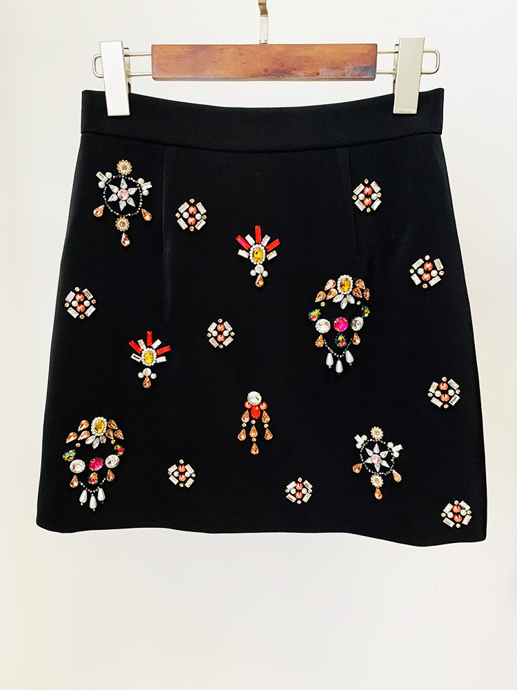 Stars Heavy Industry Beads Diamond Inlaid Short Top Mid Length Skirt Set Two Piece Set - Image 6