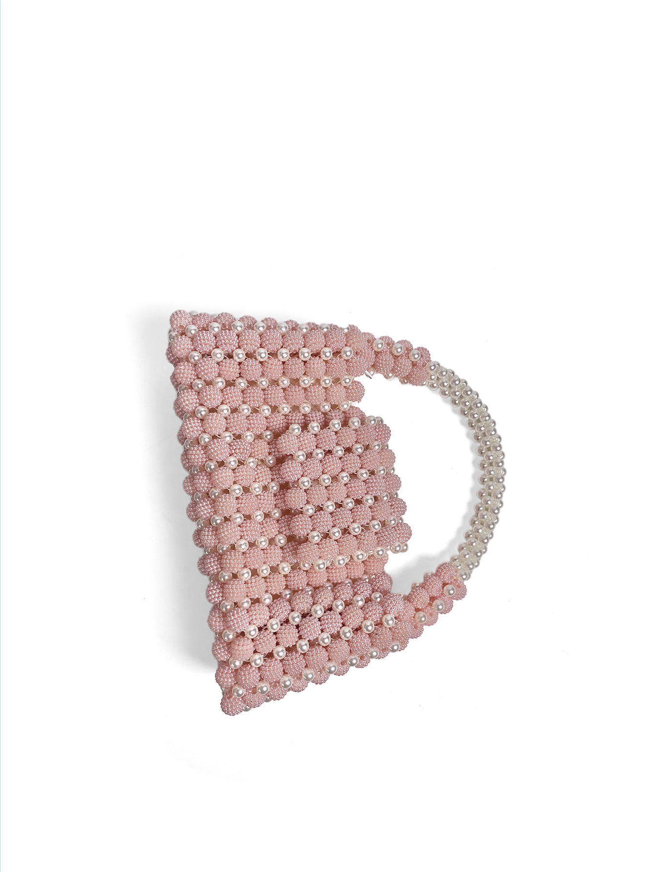 Autumn Textured Niche Advanced Pink Waxberry Pearl Ball Handmade Beaded Handbag - Image 3