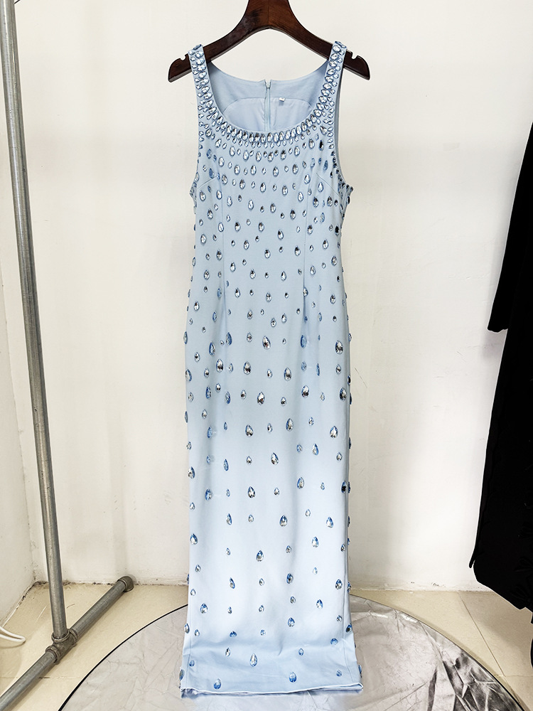Star Heavy Industry Beads Diamond Elastic Vest Maxi Dress - Image 3
