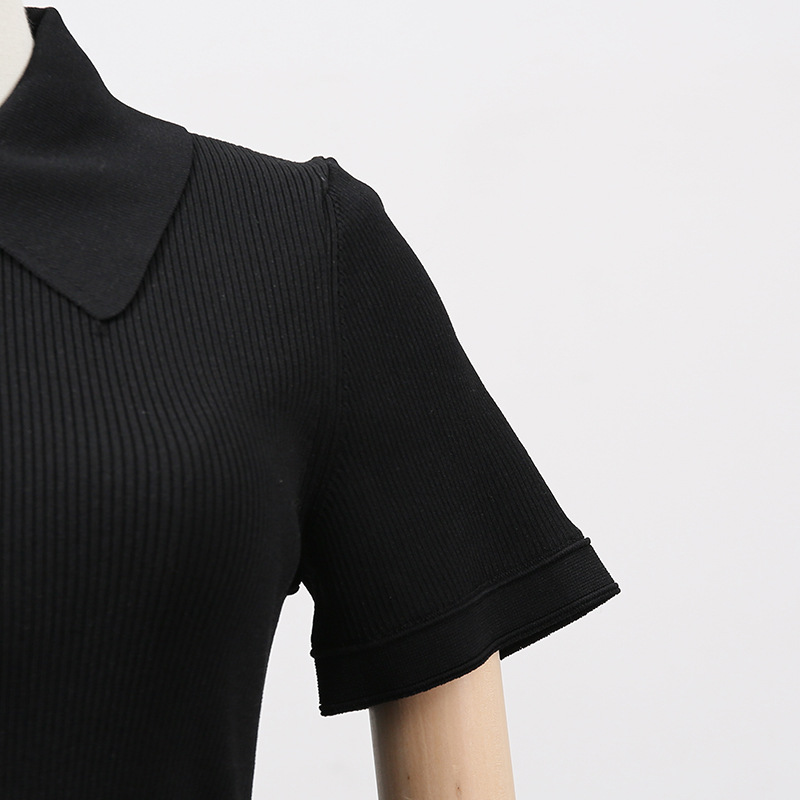 Pleated Short Dress Elegant Polo Collar Short Waist Slimming Dress - Image 7