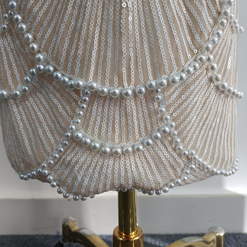 Light Luxury High Grade Beaded Sequ Cropped Outfit Hip Spaghetti Straps Dress - Image 7