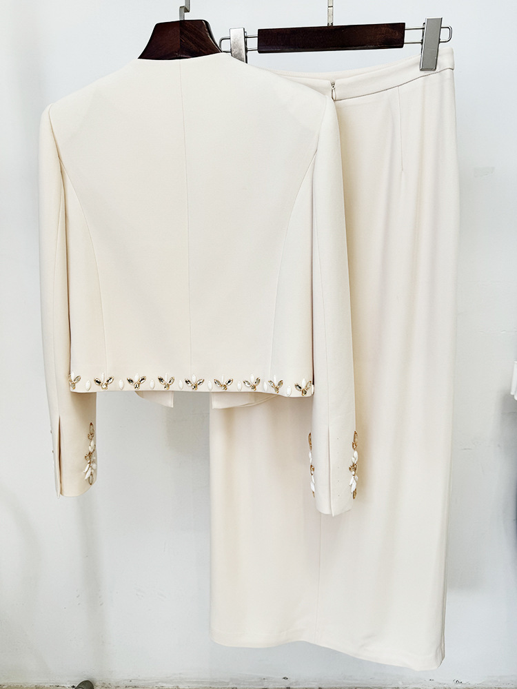 Star Heavy Industry Beads Cardigan Coat Split Skirt Set Two Piece Set - Image 6
