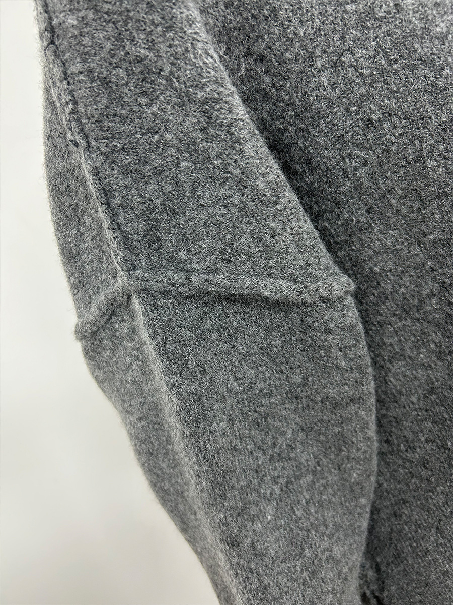 High Neck Split Wool Sweater Loose Casual Lazy Knitted Trousers Two Piece Set - Image 10