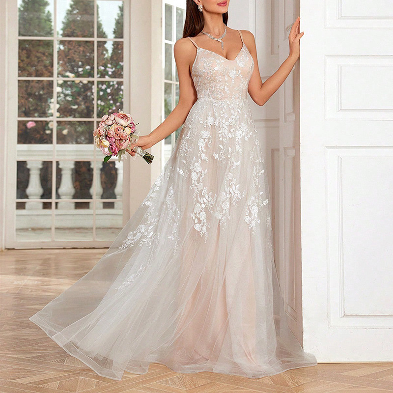 Lace Evening Dress Suspender Bridal Mori Fairy Temperamental Wedding Veil Formal Dress - Image 2