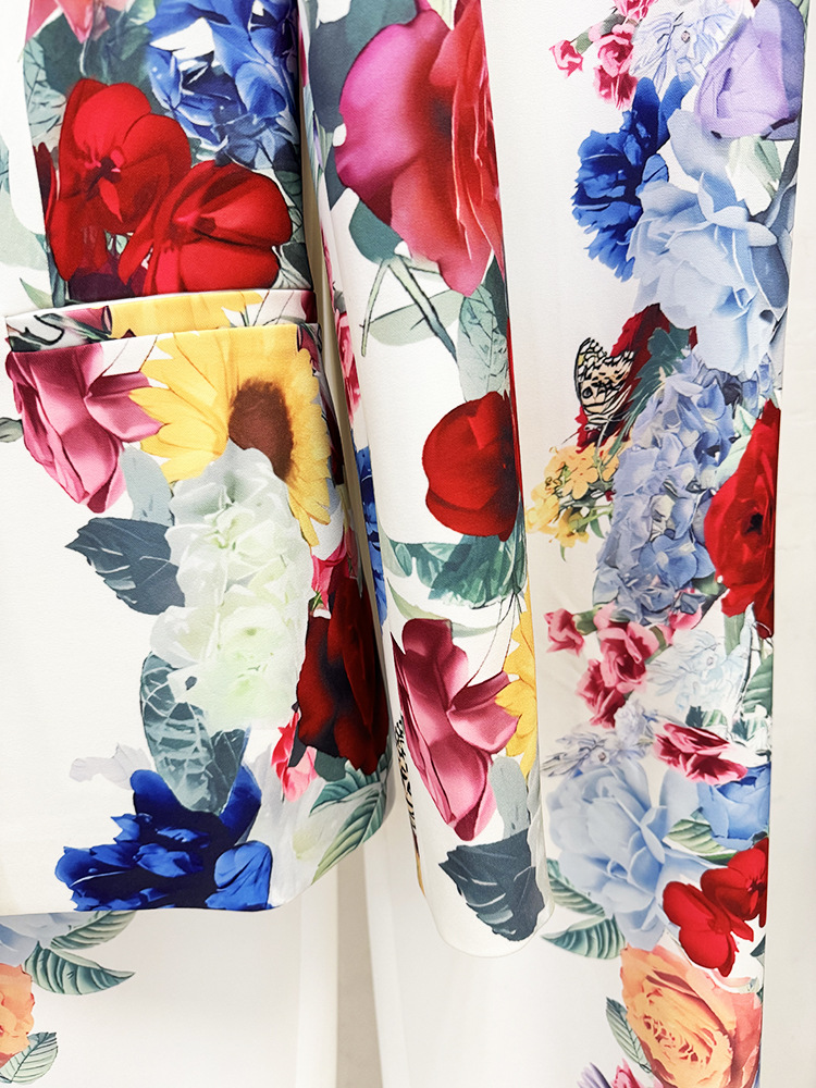 Women Printing Floral Blazer Two Piece Set - Image 6