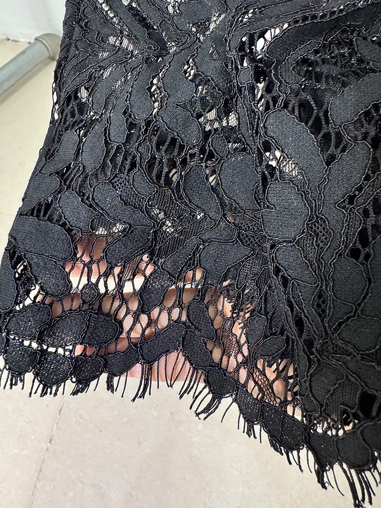 Spring Summer Star Bead Diamond Long Sleeve Slim Water Soluble Lace Dress - Image 14