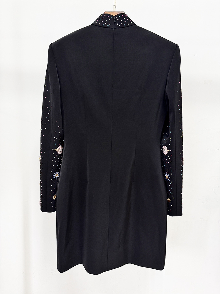 Exquisite Rhinestone Embroidered Beads Rhinestone Slim Fit Long Sleeved Dress - Image 4
