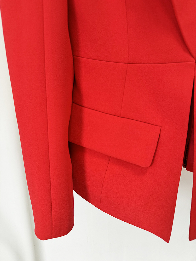 Zipper Personality Sexy Solid off Shoulder Blazer - Image 6