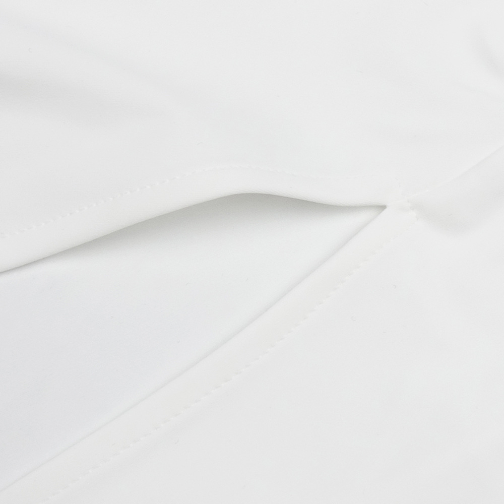White Long Sleeve Pleating Hollow Out Cutout Cross Dress - Image 6