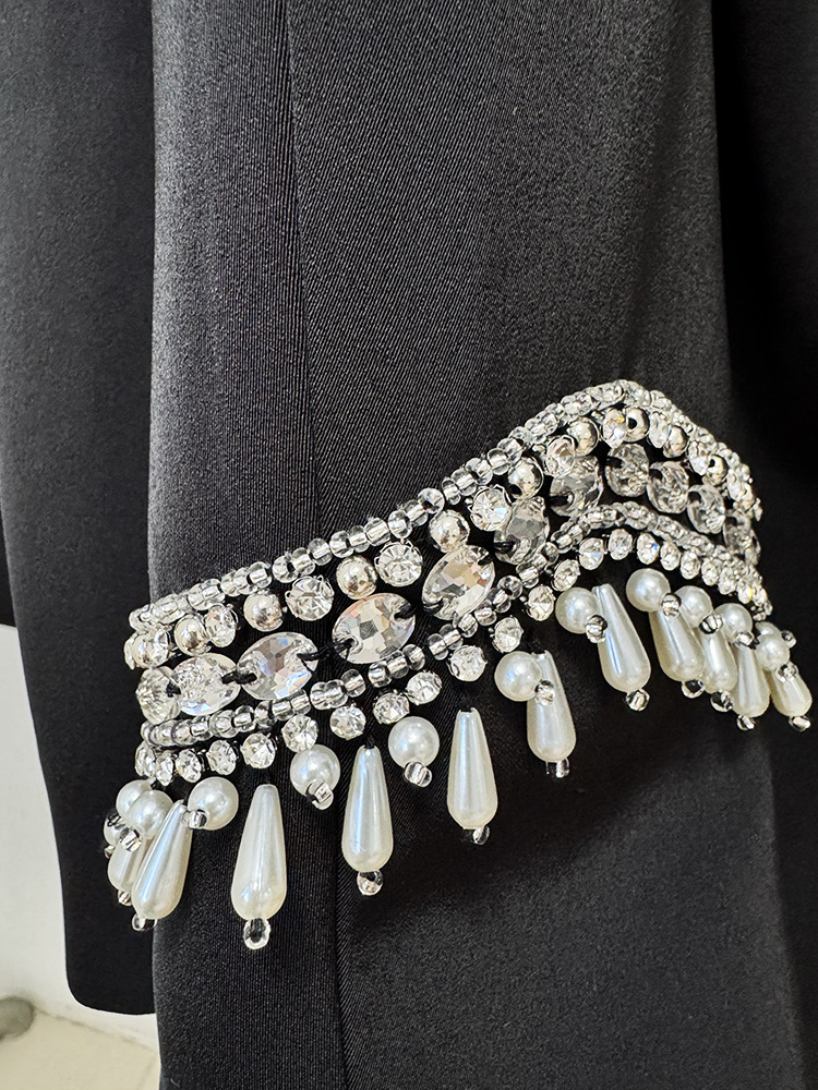 Early Autumn Star Bead Diamond Stand up Collar Jacket Trousers Two Piece Sets - Image 9