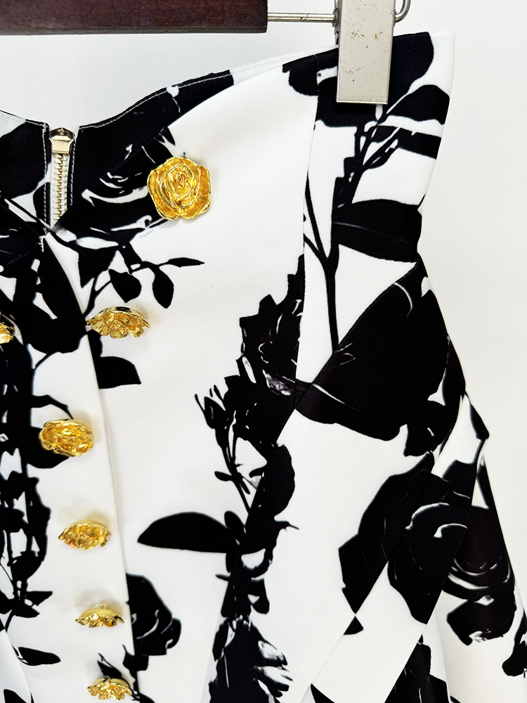 Star Tulip Waistline Rose Metal Buckle Printed Short Skirt - Image 4