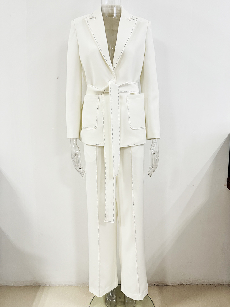 Star Beading Decorative Series Belt Work Pant Suit Two Pieces Set - Image 10