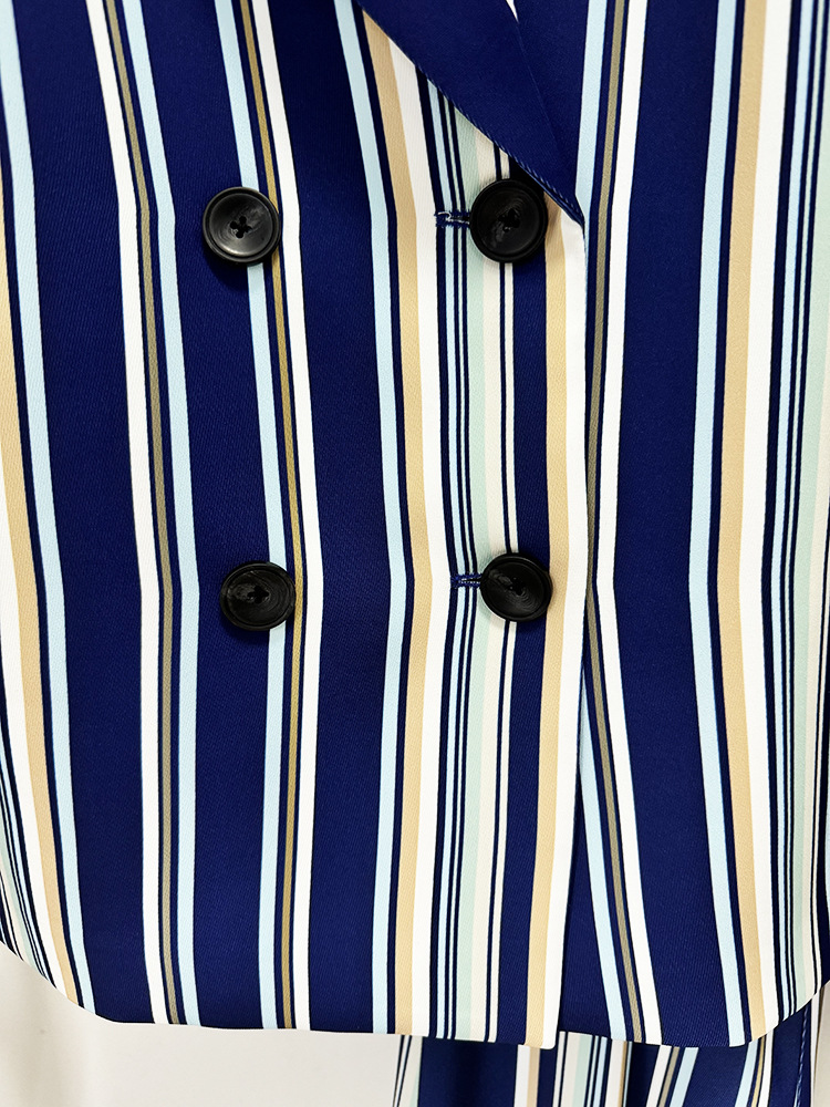 Women Striped Blazer Flared Pants Two Piece Sets - Image 7