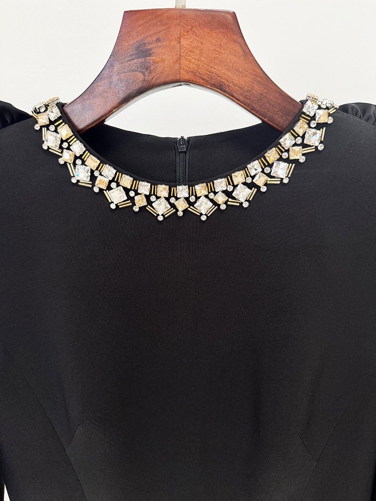 Autumn Star Fashionable Stringy Selvedge Three Dimensional Decoration Long Sleeve Mid Length Dress - Image 4