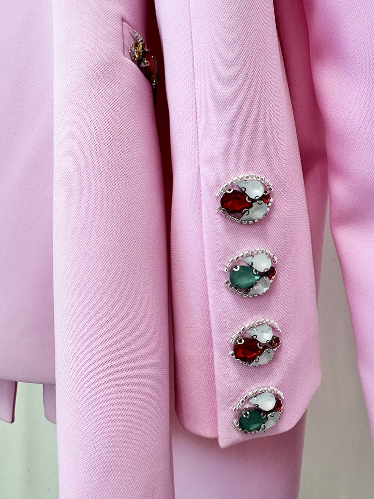 Early Spring Heavy Industry Beads Diamond Jacket Jacket Skinny Pants Two Piece Set - Image 10