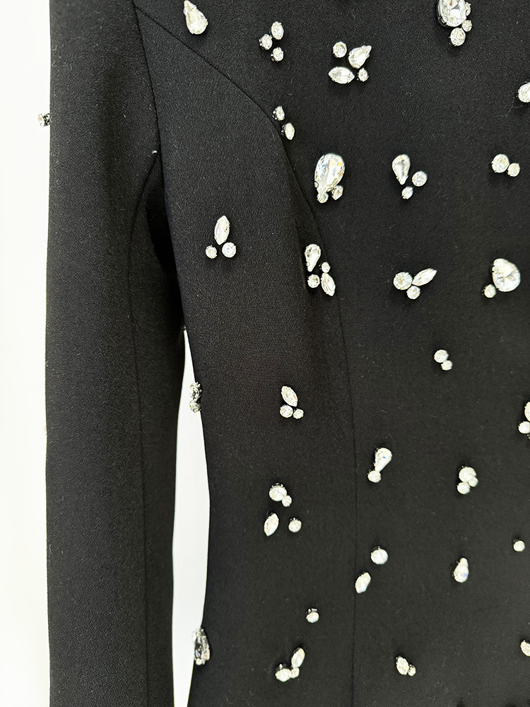 Elegant Heavy Industry Beads Diamond Long Sleeve Formal Dress - Image 6