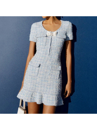 Knitted Butterfly Drill Buckle Slim Slimming Sheath Dress