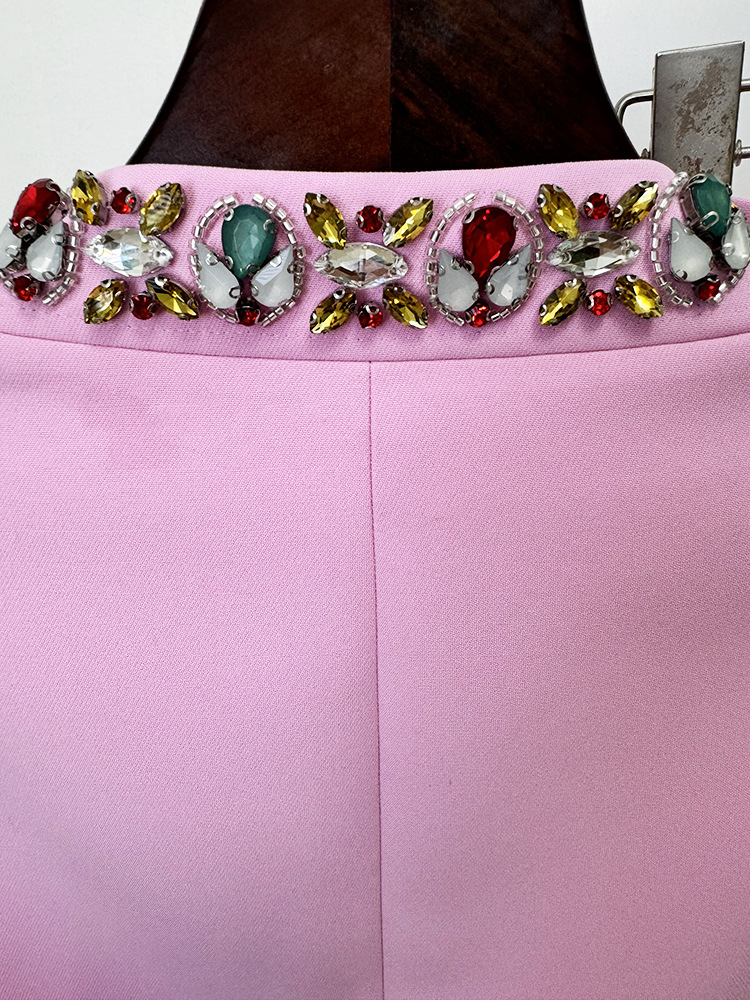 Early Spring Heavy Industry Beads Diamond Jacket Jacket Skinny Pants Two Piece Set - Image 9