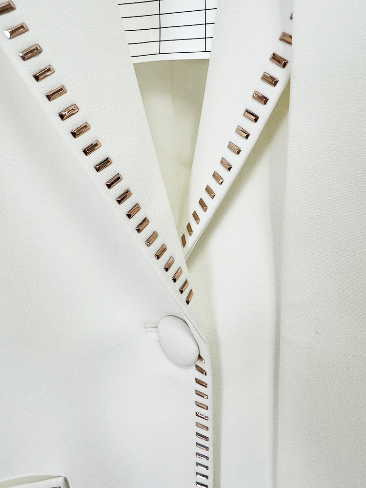 Scarf Drilling Loose Blazer Trousers Suit Two Pieces Set - Image 12