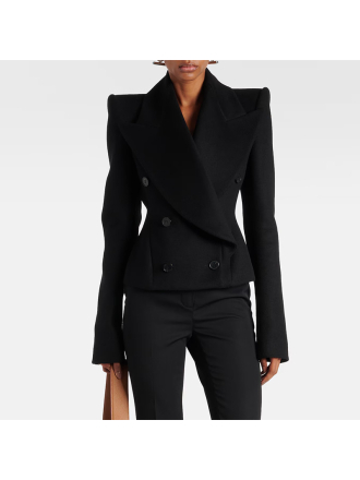 Early Autumn Double Breasted Simple Slim Fit Large Collared Woolen Jacket Coat