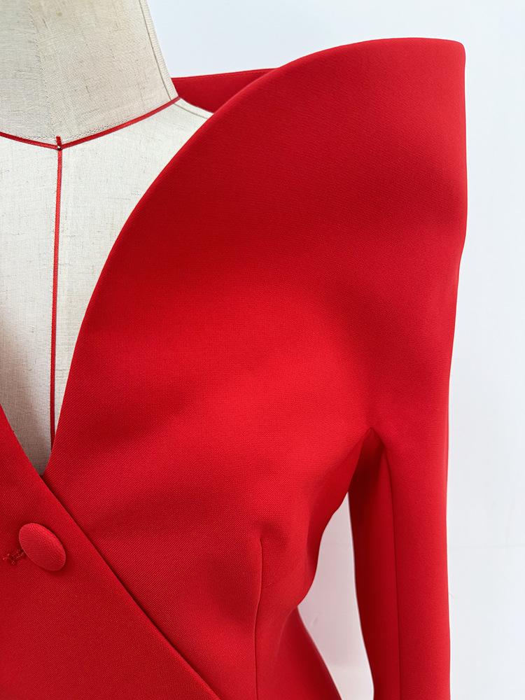 Autumn Winter Star Personality Design Stand up Collar Slim Fit Long Trench Coat Dress - Image 5