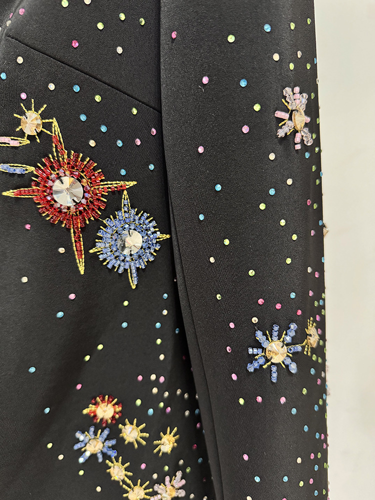 Exquisite Rhinestone Embroidered Beads Rhinestone Slim Fit Long Sleeved Dress - Image 7