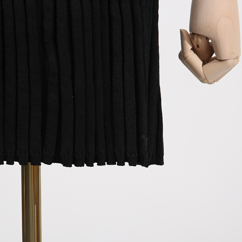Pleated Short Dress Elegant Polo Collar Short Waist Slimming Dress - Image 9