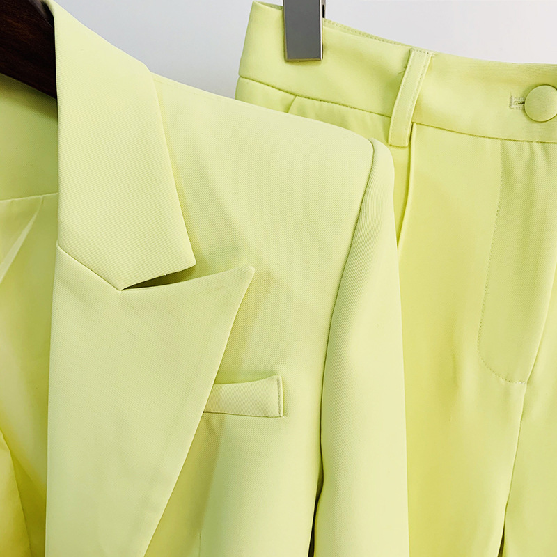 Business Wear One Button Cloth Cover Mid Length Bell Bottom Pants Two Piece Set - Image 4
