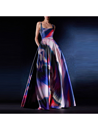 Sleeveless Vest Colorful Printed Maxi Dress