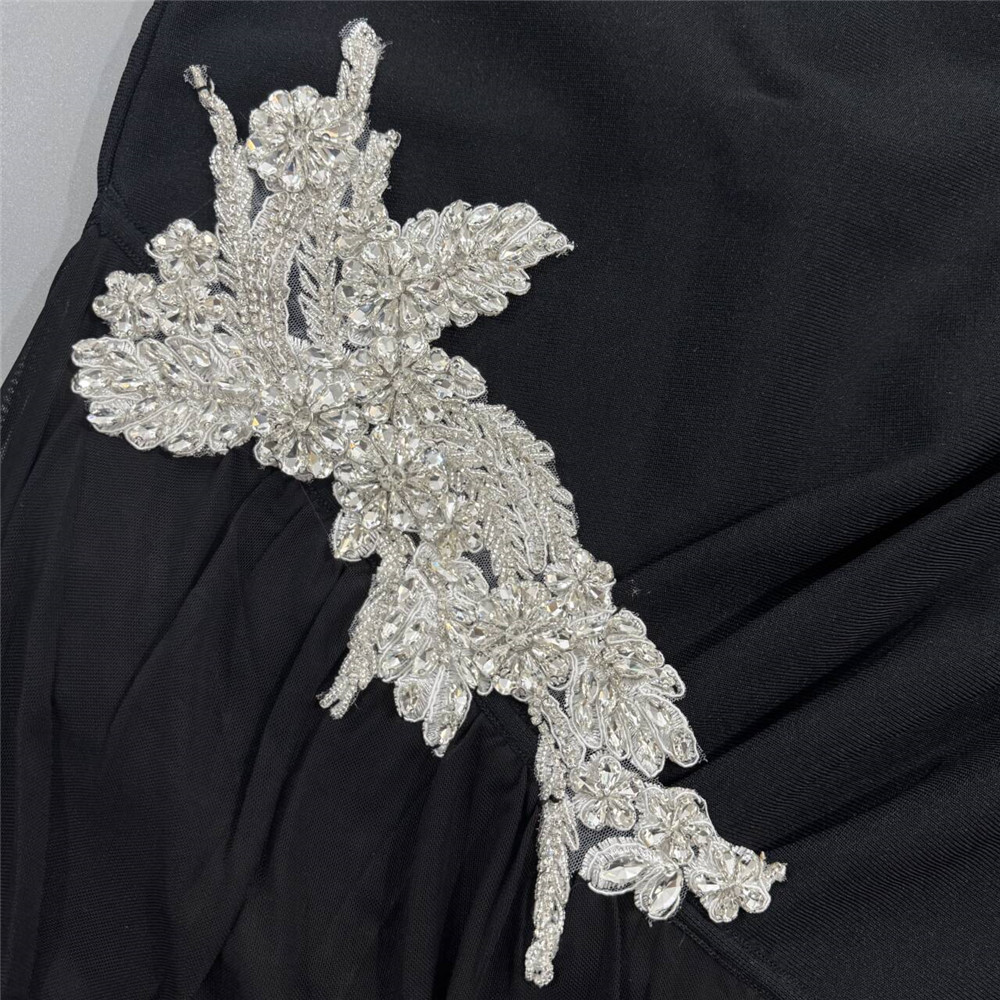 Diamond Slim Fit Long Sleeve Bandage Dress Mesh Stitching Sheath Party Dress - Image 8