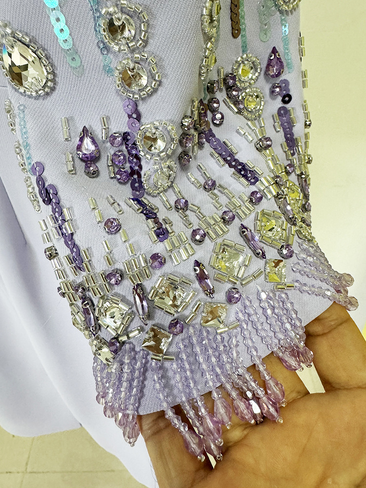 Star Heavy Industry Beads Diamond Embedded Mid Length Dress - Image 6
