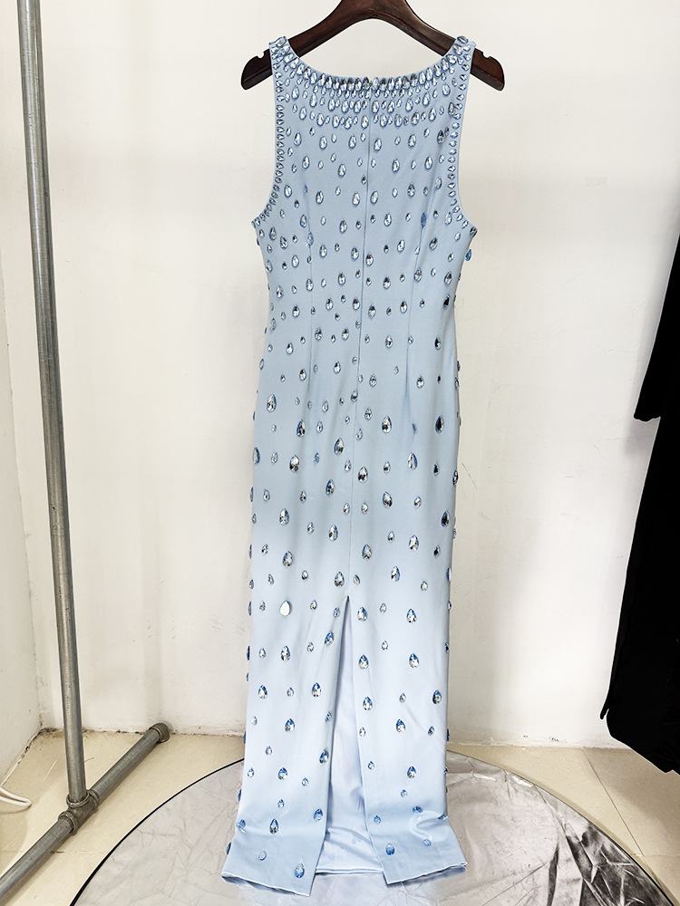 Star Heavy Industry Beads Diamond Elastic Vest Maxi Dress - Image 4